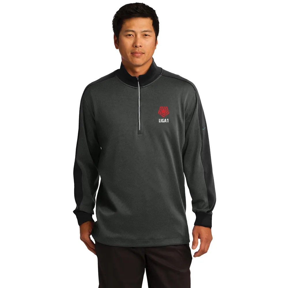 Nike Dri-FIT 1/2-Zip Cover-Up Embroidered - Anthracite Grey Heather/Black (PMS PROCESS BLACK C)