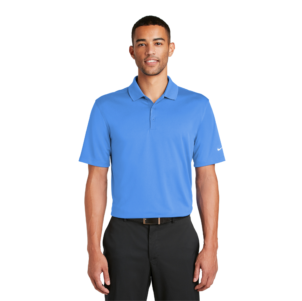 Nike Dri-FIT Classic Fit Players Embroidered Polo with Flat Knit Collar - White
