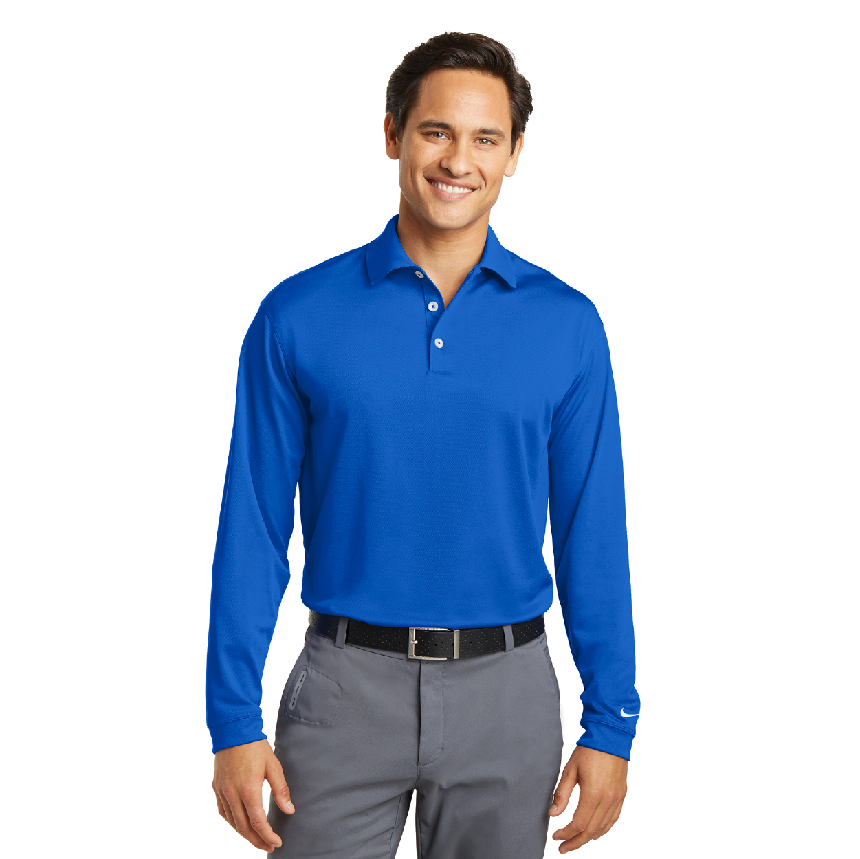 Nike Long Sleeve Dri-FIT Stretch Tech Embroidered Polo - Blue Sapphire