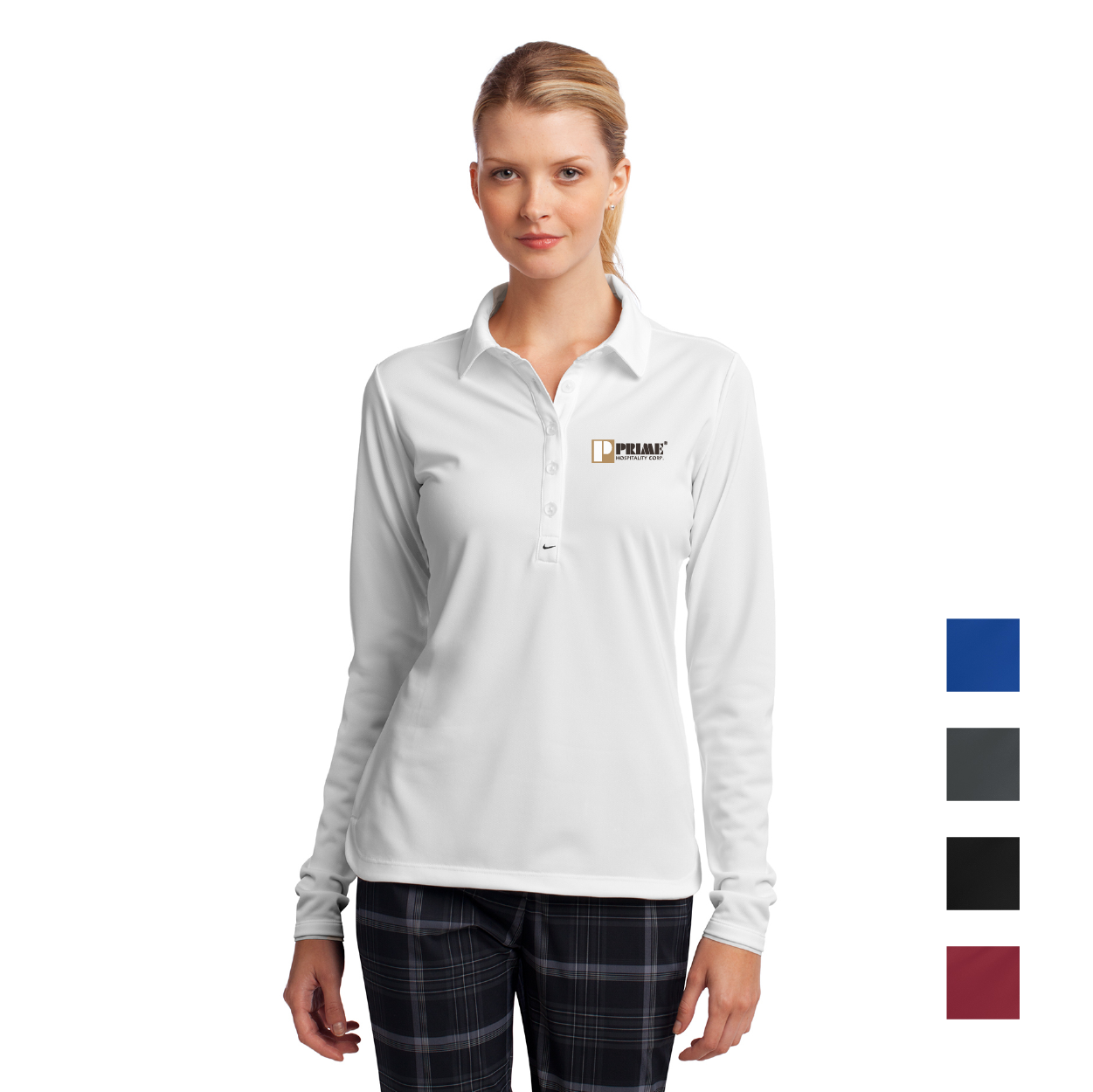 Nike Women's Long Sleeve Dri-FIT Stretch Tech Embroidered Polo - Anthracite Grey