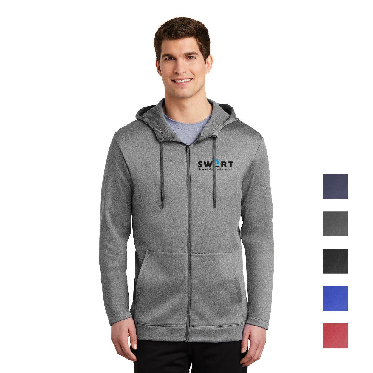 Nike Therma-FIT Full-Zip Fleece Embroidered Hoodie - Anthracite Grey