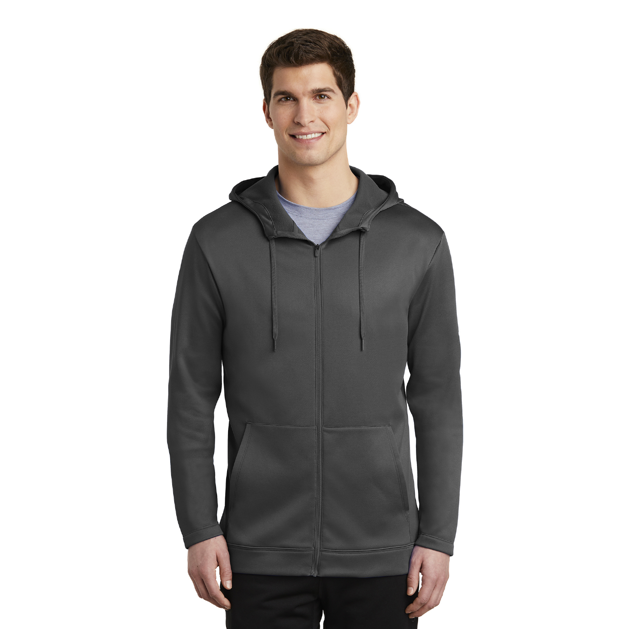 Nike Therma-FIT Full-Zip Fleece Embroidered Hoodie - Dark Grey Heather