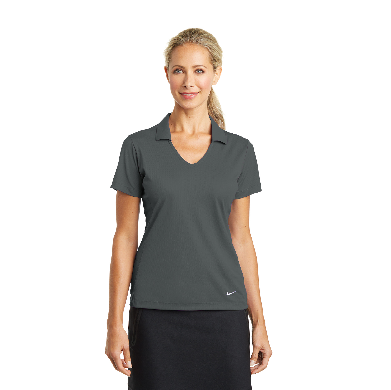 Nike Women's Dri-FIT Vertical Mesh Embroidered Polo - Brisk Blue