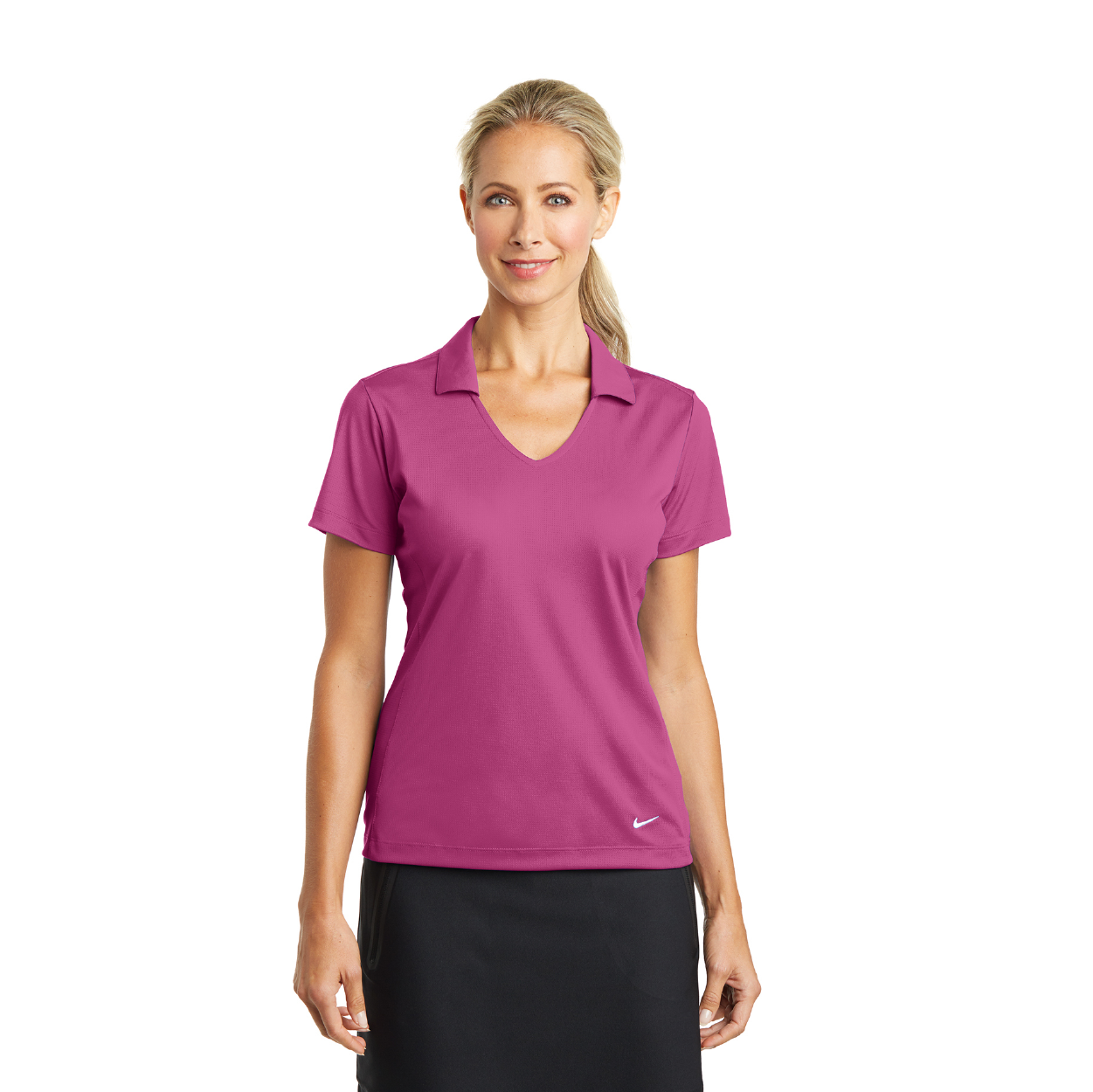 Nike Women's Dri-FIT Vertical Mesh Embroidered Polo - Gym Blue