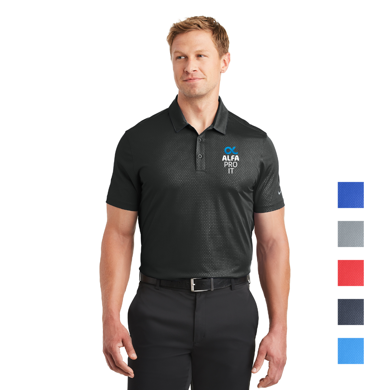 Nike Dri-FIT Embossed Tri-Blade Embroidered Polo - Black