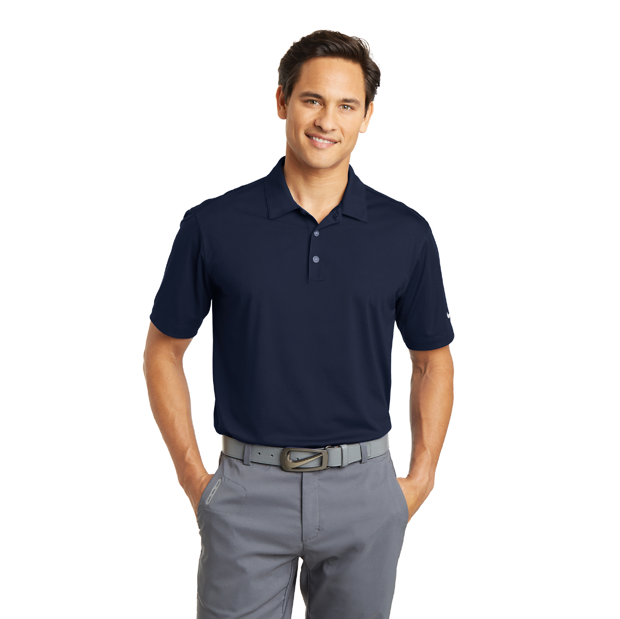 Nike Dri-FIT Vertical Mesh Embroidered Polo - White