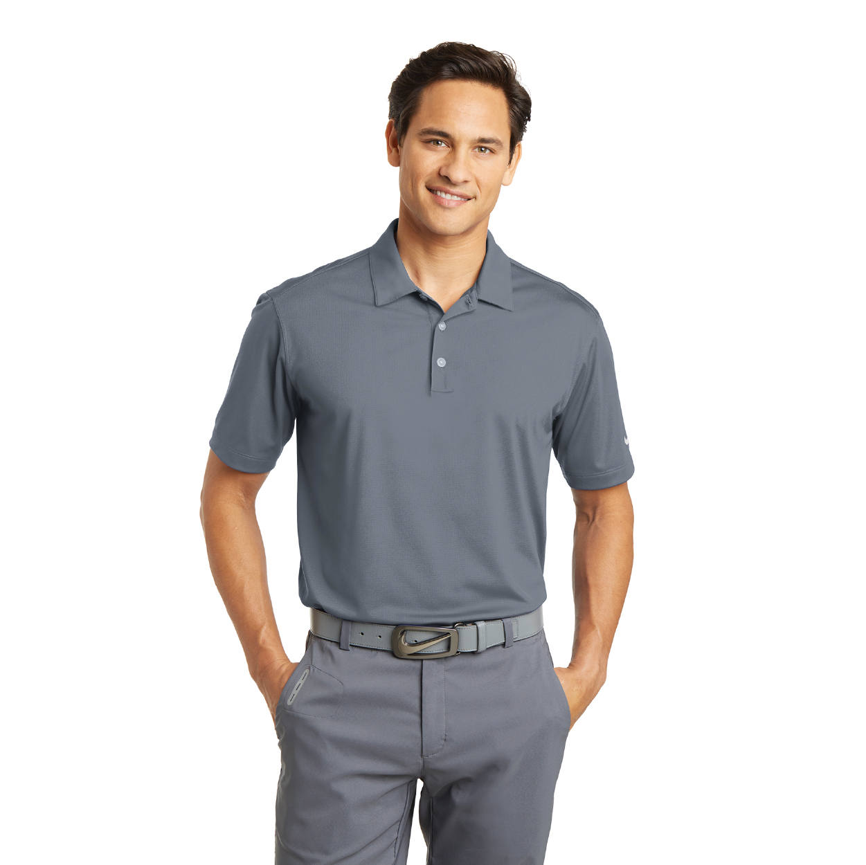 Nike Dri-FIT Vertical Mesh Embroidered Polo - Black