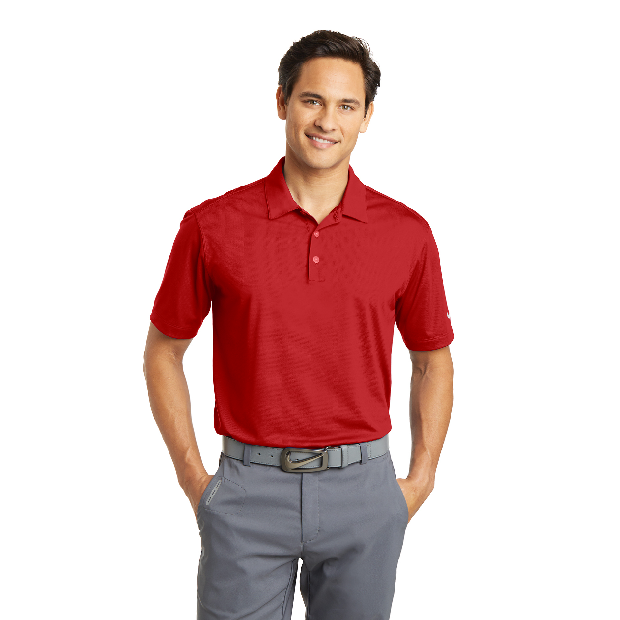 Nike Dri-FIT Vertical Mesh Embroidered Polo - Cool Grey