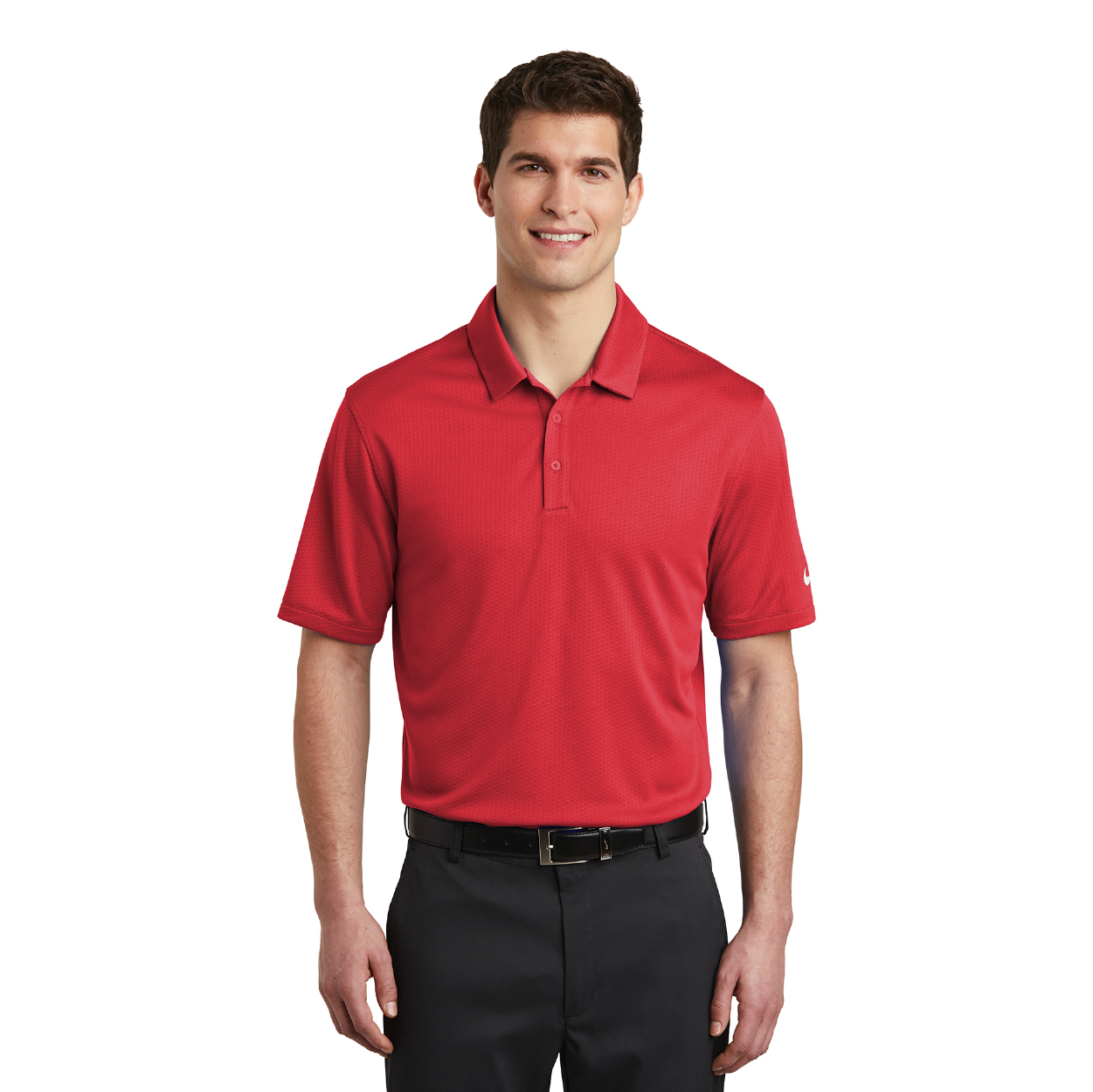 Nike Dri-FIT Hex Textured Embroidered Polo - Gym Red