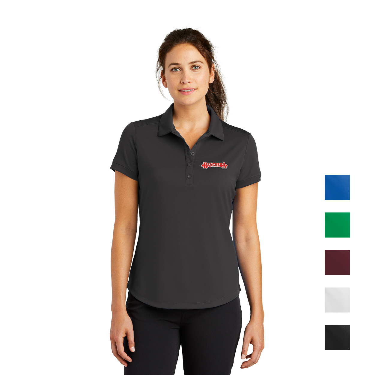 Nike Women's Dri-FIT Players Modern Fit Embroidered Polo - Anthracite Grey