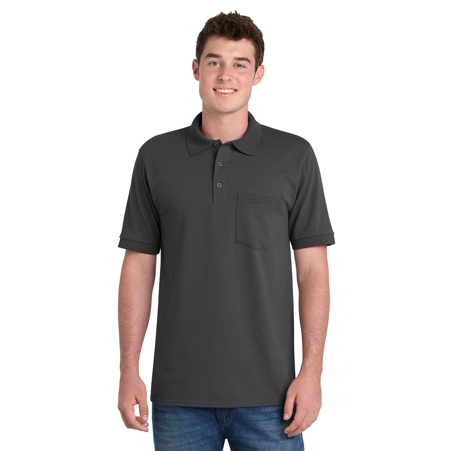Port & Co Core Blend Jersey Knit Pocket Embroidered Polo