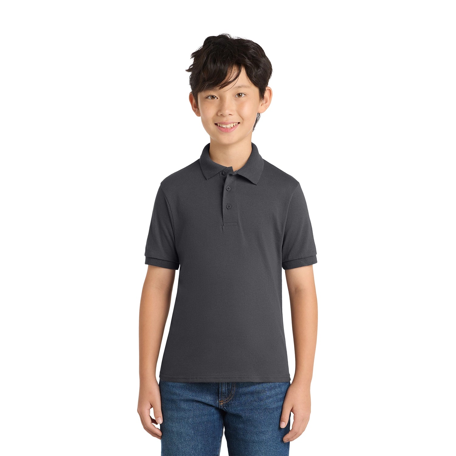 Port & Co Youth Core Blend Jersey Knit Embroidered Polo