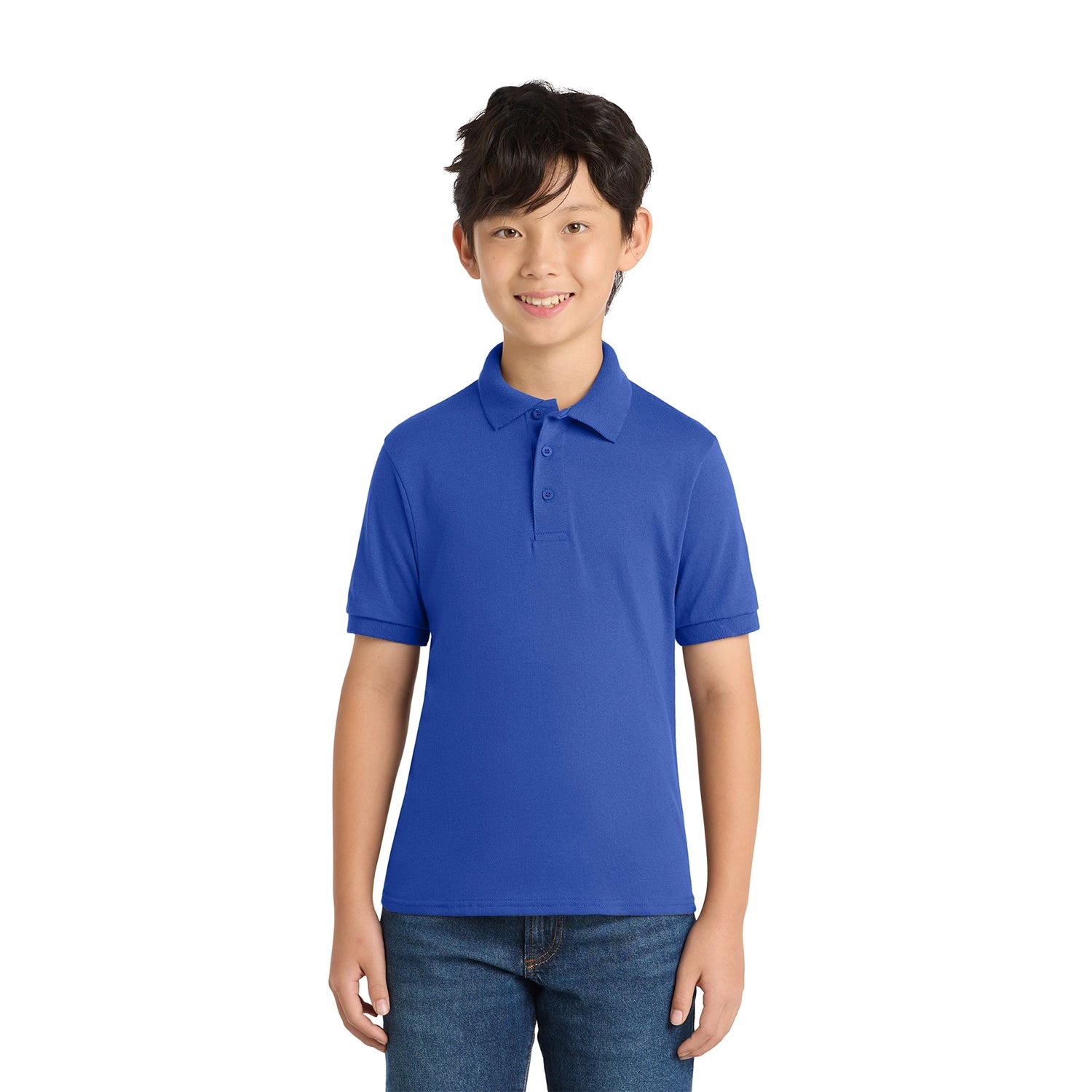 Port & Co Youth Core Blend Jersey Knit Embroidered Polo