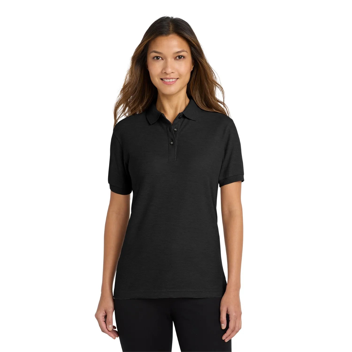 Port Authority Women's Silk Touch Embroidered Polo - Black
