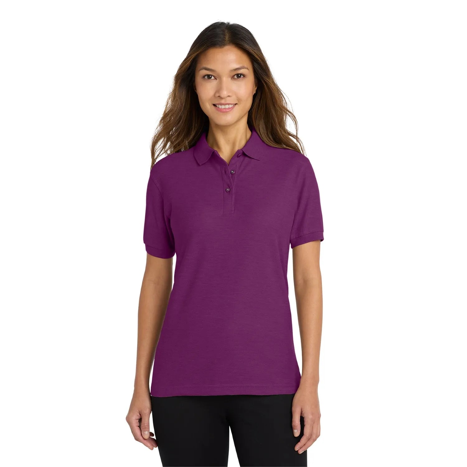 Port Authority Women's Silk Touch Embroidered Polo - Deep Berry Purple