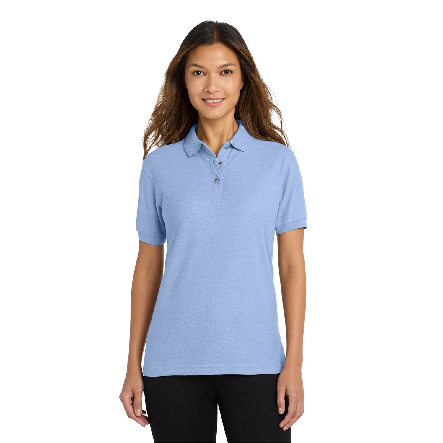 Port Authority Women's Silk Touch Embroidered Polo - Light Blue