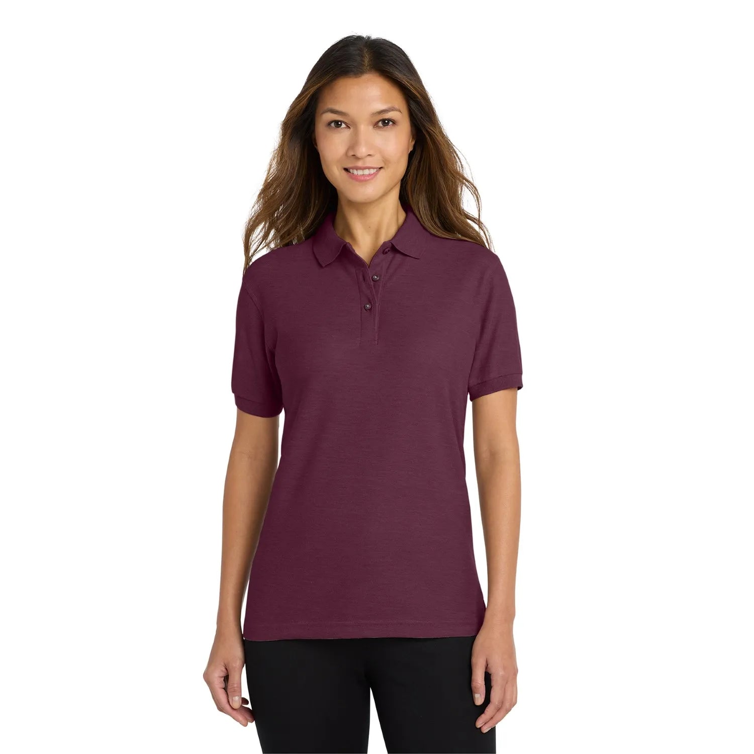 Port Authority Women's Silk Touch Embroidered Polo - Maroon Red
