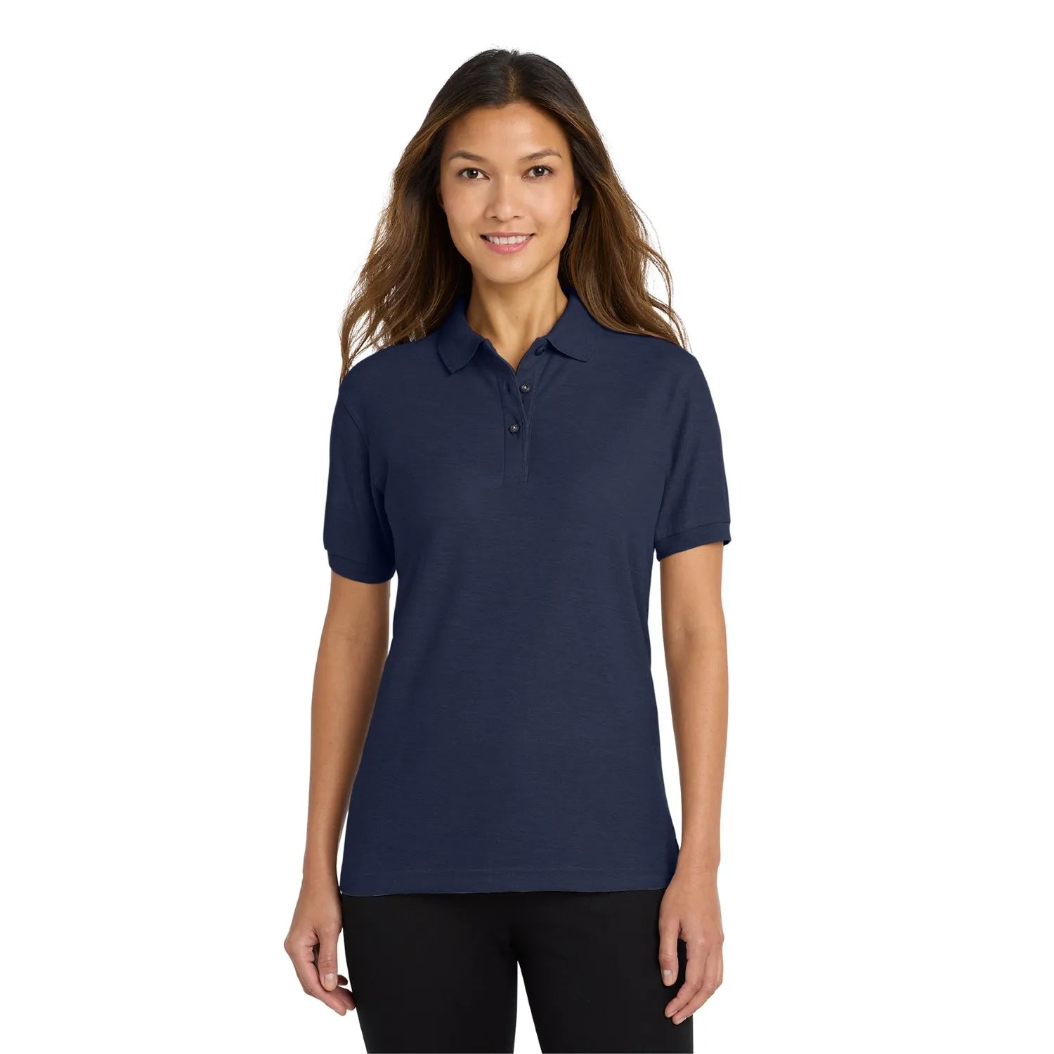Port Authority Women's Silk Touch Embroidered Polo - Navy Blue