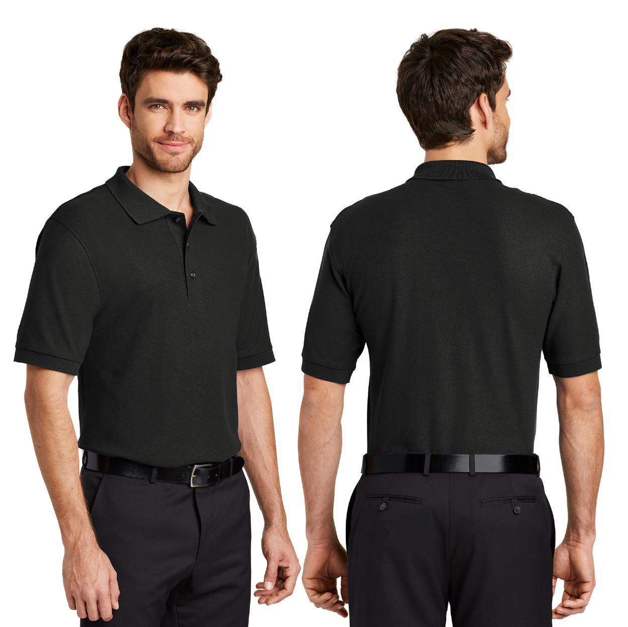 Port Authority Silk Touch Embroidered Polo - Black (PMS BLACK C)