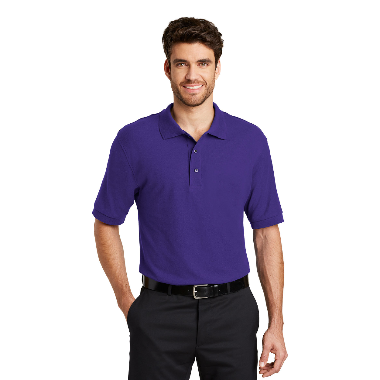 Port Authority Silk Touch Embroidered Polo - White