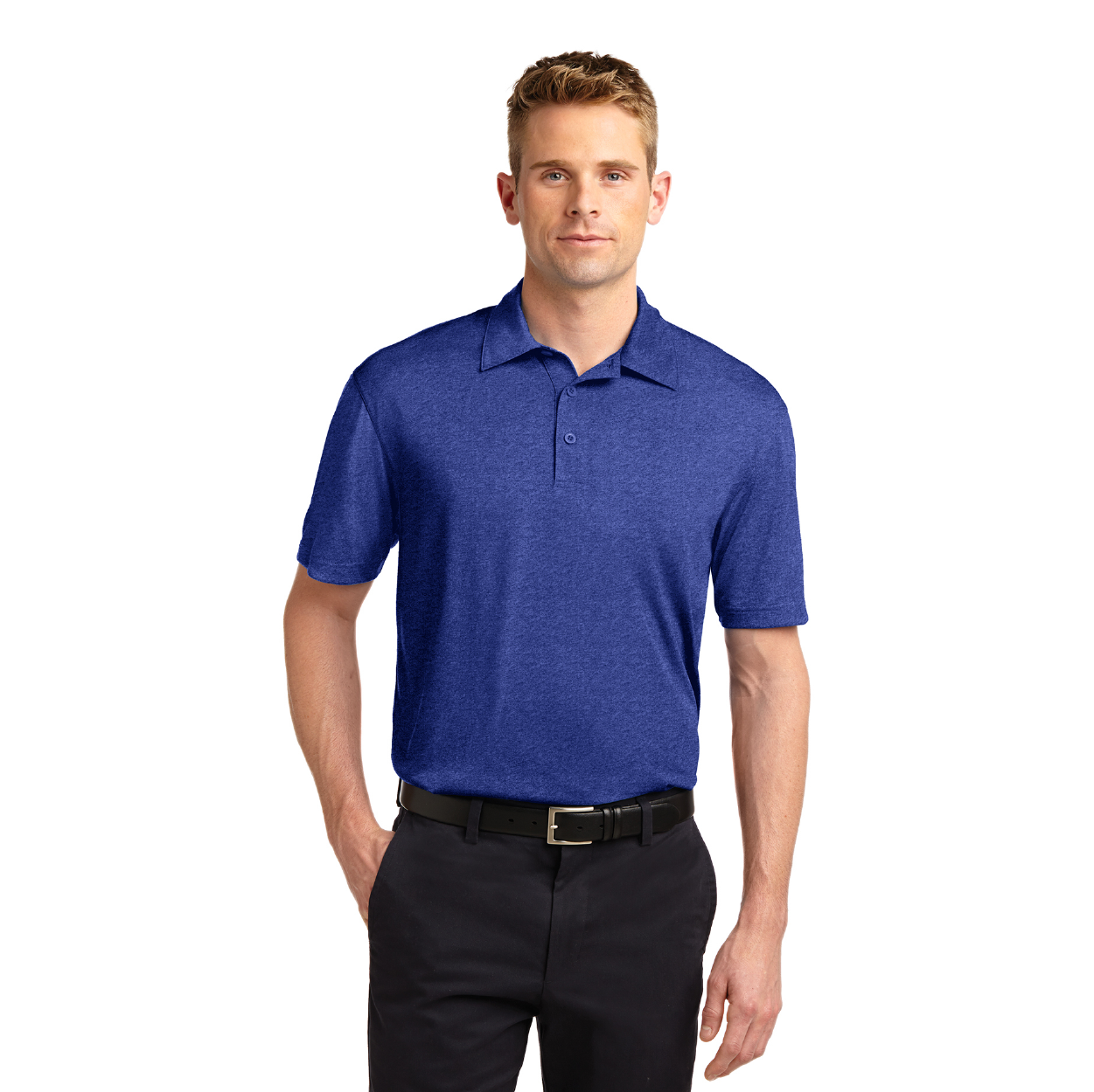 Sport-Tek Heather Contender Embroidered Polo - True Royal Blue Heather (PMS 7455C)