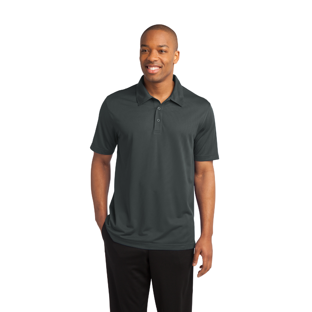 Sport-Tek PosiCharge Active Textured Embroidered Polo - Iron Grey (PMS 7540C)