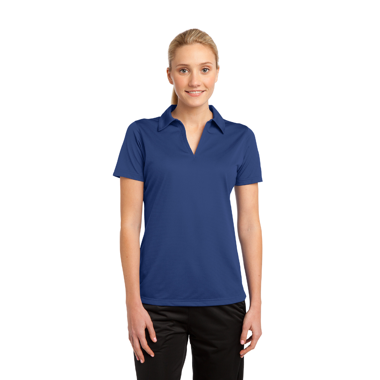 Sport-Tek Women's PosiCharge Active Textured Embroidered Polo - True Navy Blue (PMS 533C)