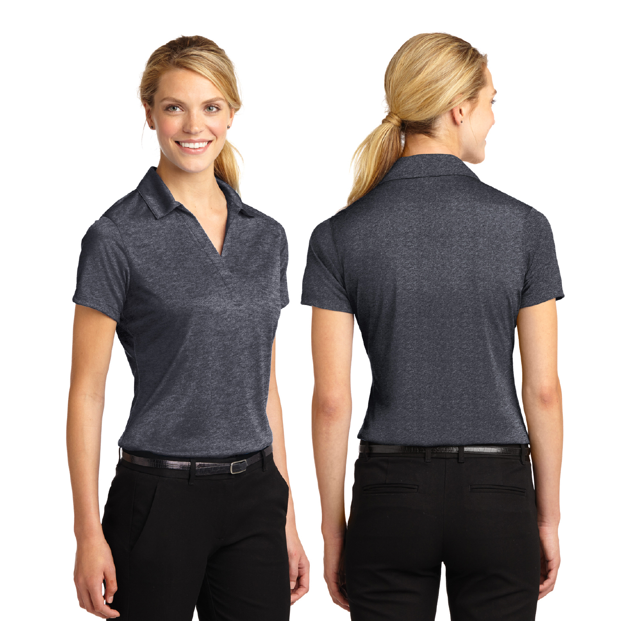 Sport-Tek Women's Heather Contender Embroidered Polo - Cobalt Heather Blue (PMS 2758C)