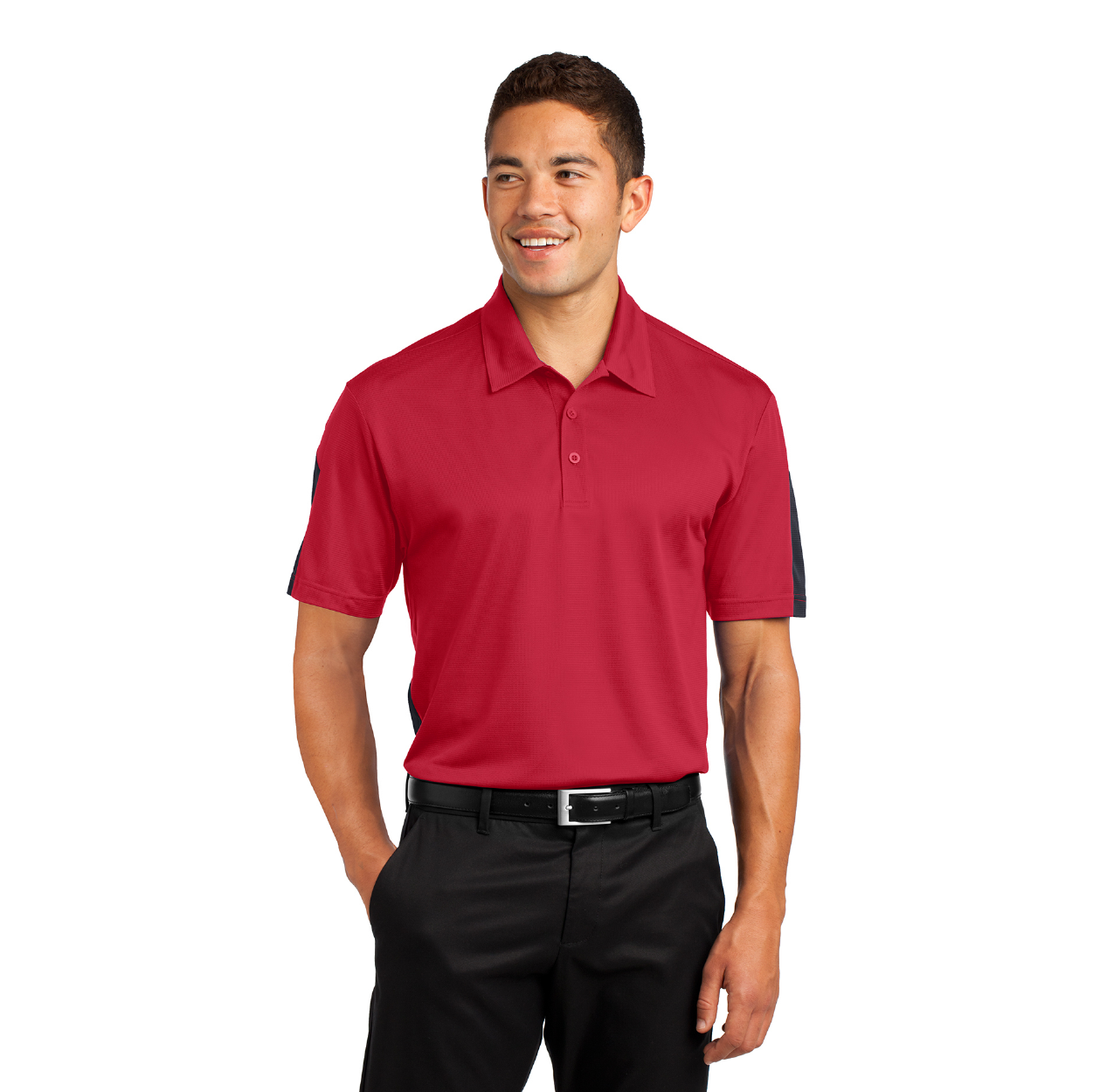 Sport-Tek PosiCharge Active Textured Colorblock Embroidered Polo - True Royal Blue/Grey