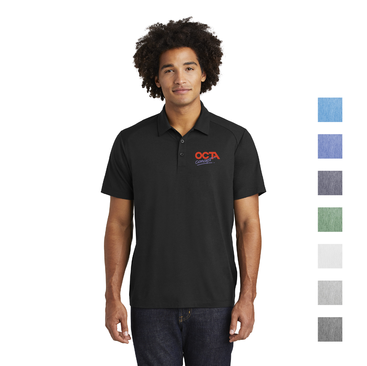 Sport-Tek PosiCharge Tri-Blend Wicking Embroidered Polo - Black Triad Solid (PMS BLACK C)