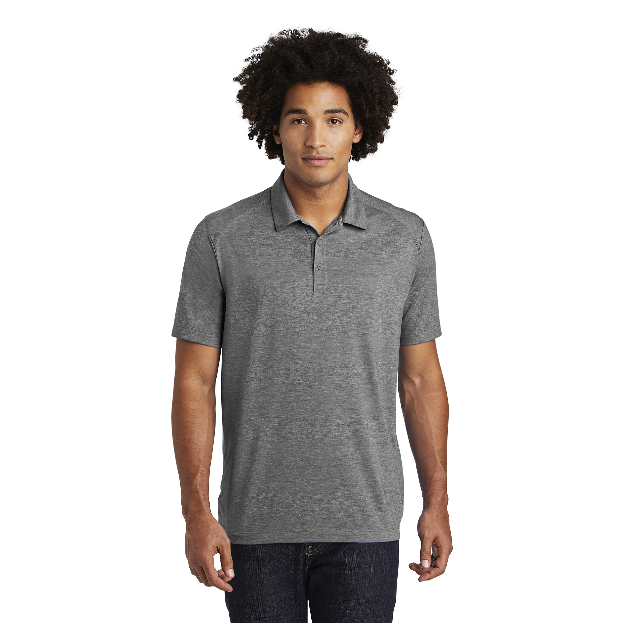 Sport-Tek PosiCharge Tri-Blend Wicking Embroidered Polo - Forest Green Heather (PMS 3435C)