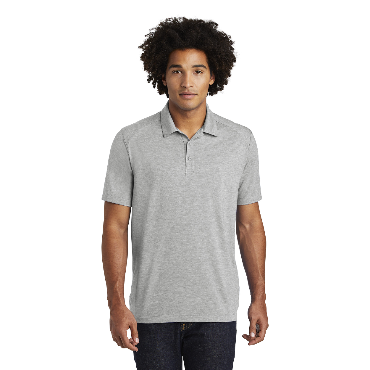 Sport-Tek PosiCharge Tri-Blend Wicking Embroidered Polo - Light Grey Heather (PMS COOL GRAY 5C)