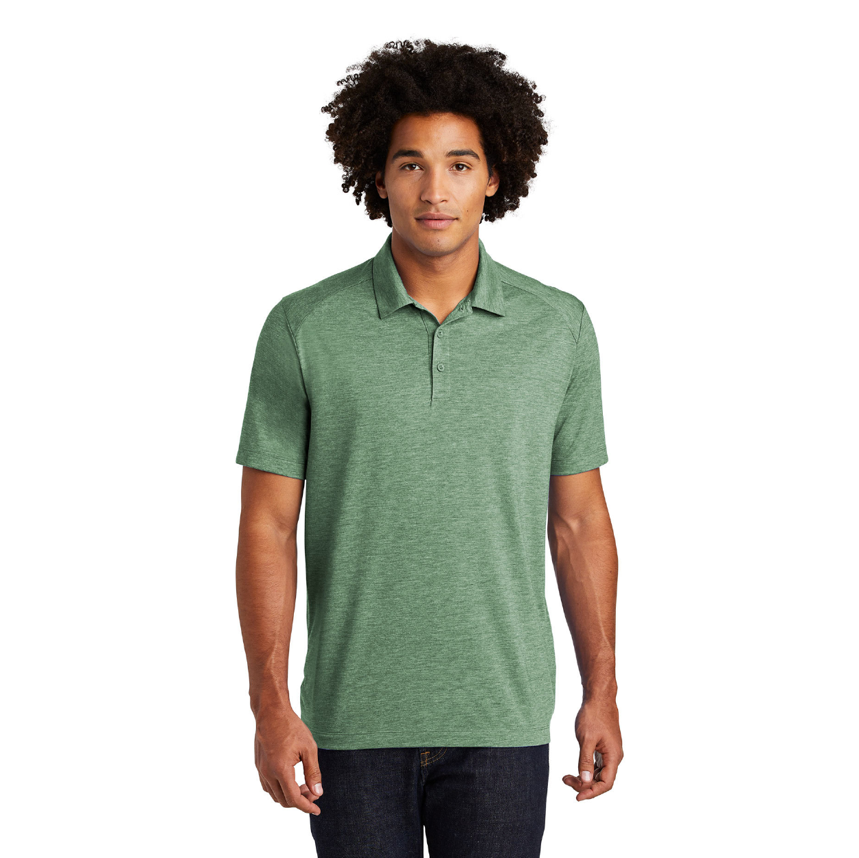 Sport-Tek PosiCharge Tri-Blend Wicking Embroidered Polo - True Navy Blue Heather (PMS 533C)