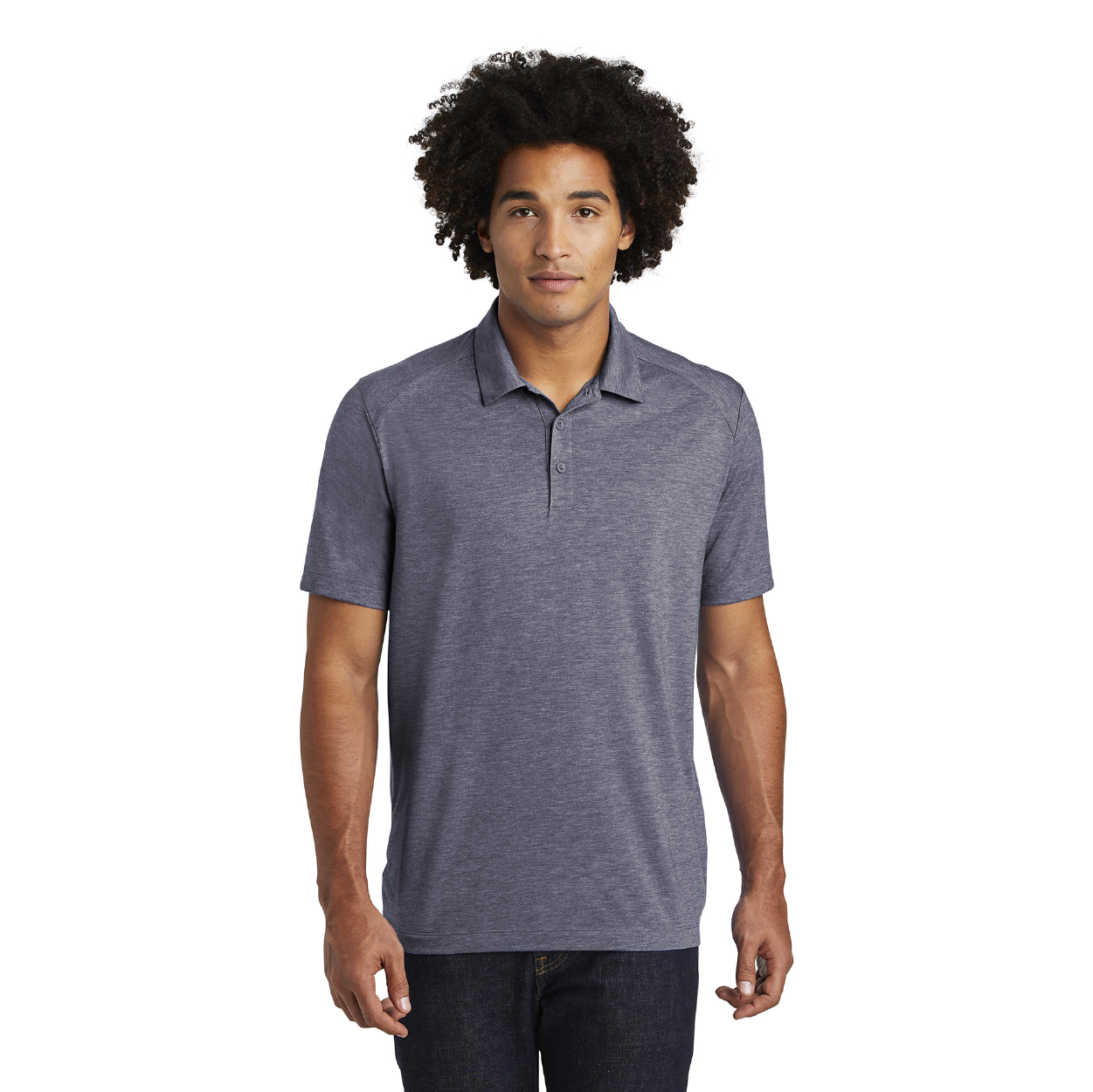 Sport-Tek PosiCharge Tri-Blend Wicking Embroidered Polo - True Royal Blue Heather (PMS 7455C)