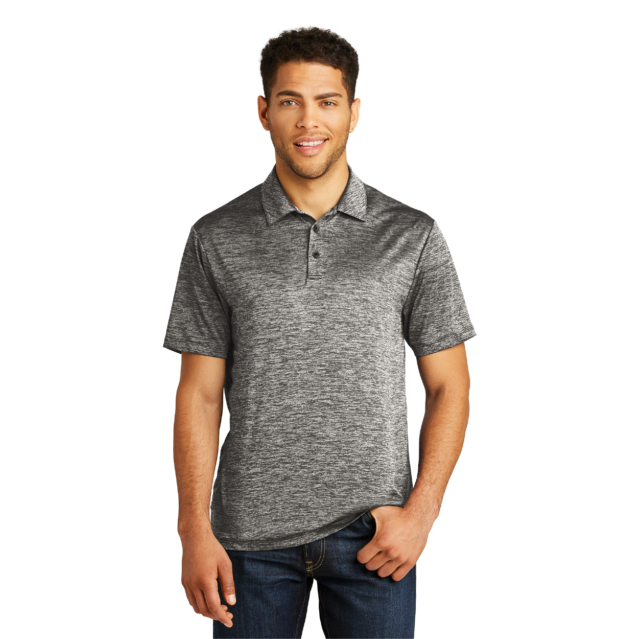 Sport-Tek PosiCharge Electric Heather Embroidered Polo - Deep Red-Black Electric