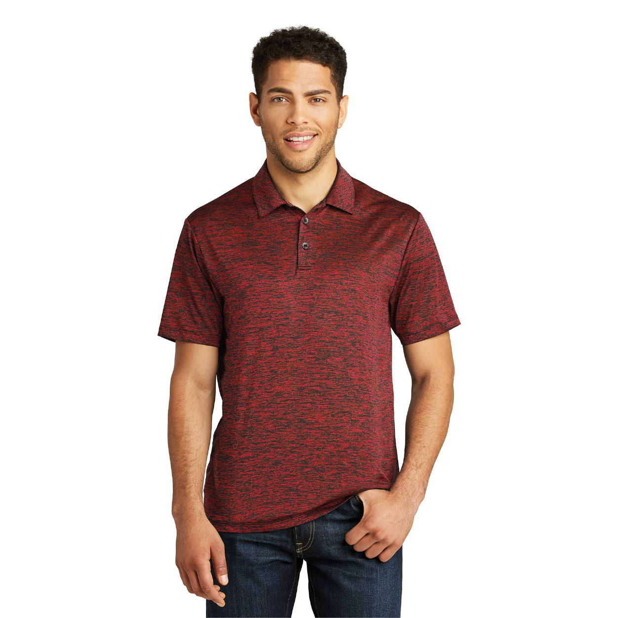 Sport-Tek PosiCharge Electric Heather Embroidered Polo - Silver Grey Electric