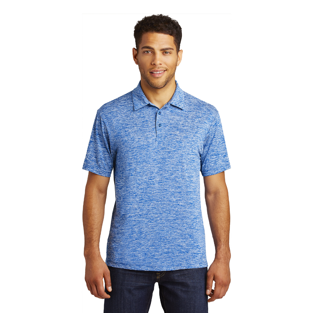 Sport-Tek PosiCharge Electric Heather Embroidered Polo - True Royal Blue Electric