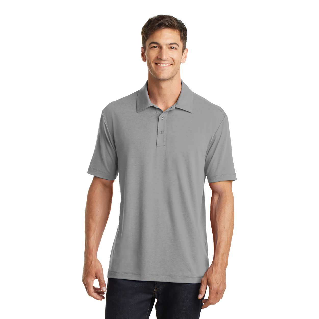 Port Authority Cotton Touch Performance Embroidered Polo - Frost Grey