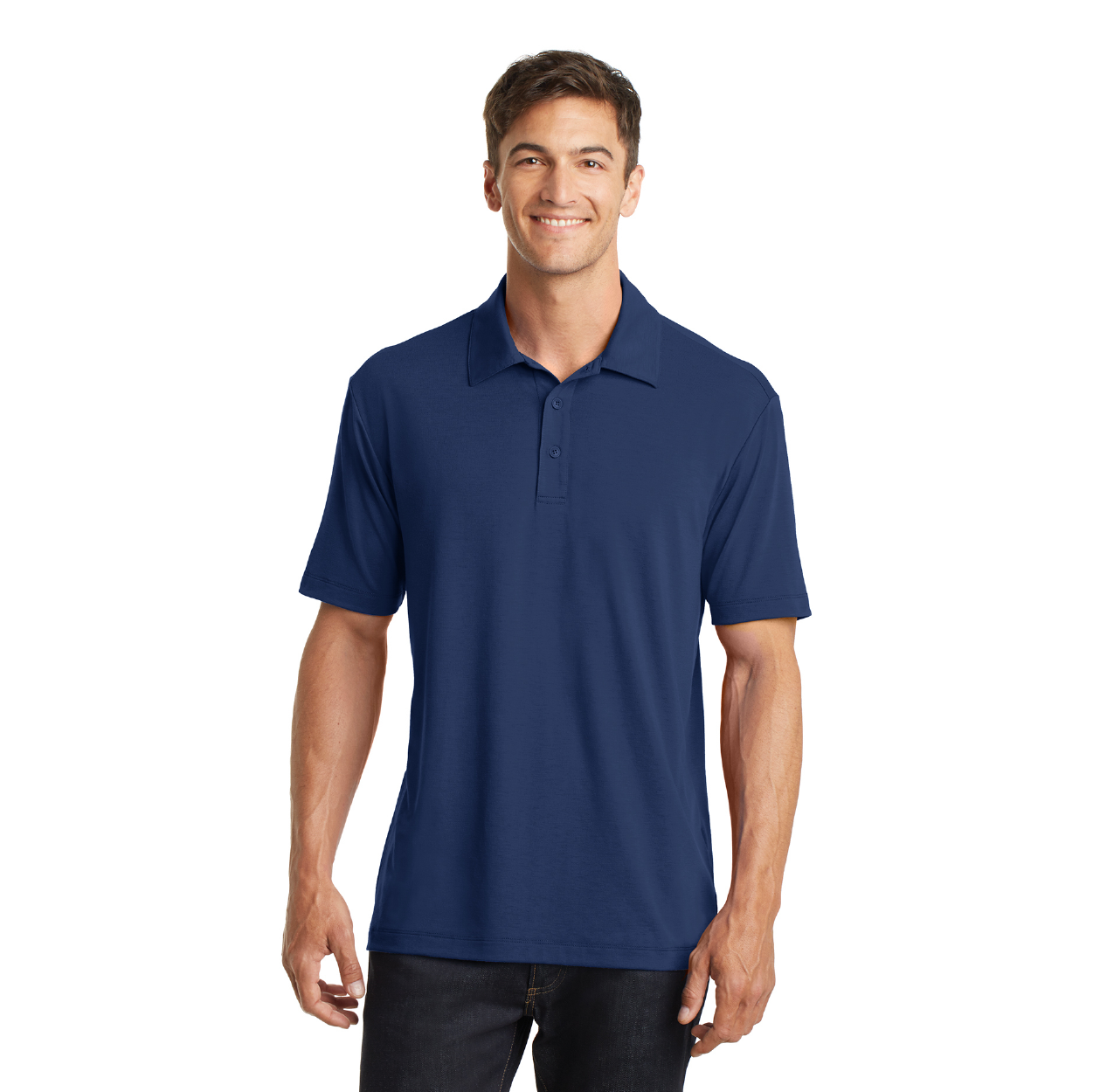 Port Authority Cotton Touch Performance Embroidered Polo - Strong Blue