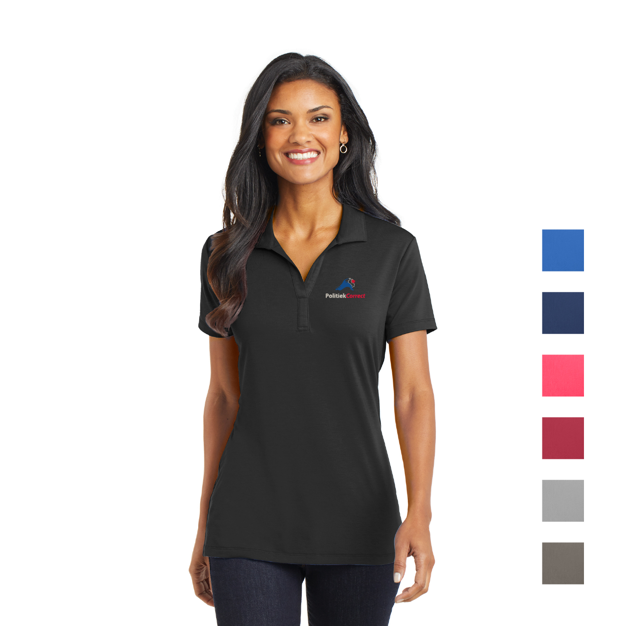 Port Authority Women's Cotton Touch Performance Embroidered Polo - Black