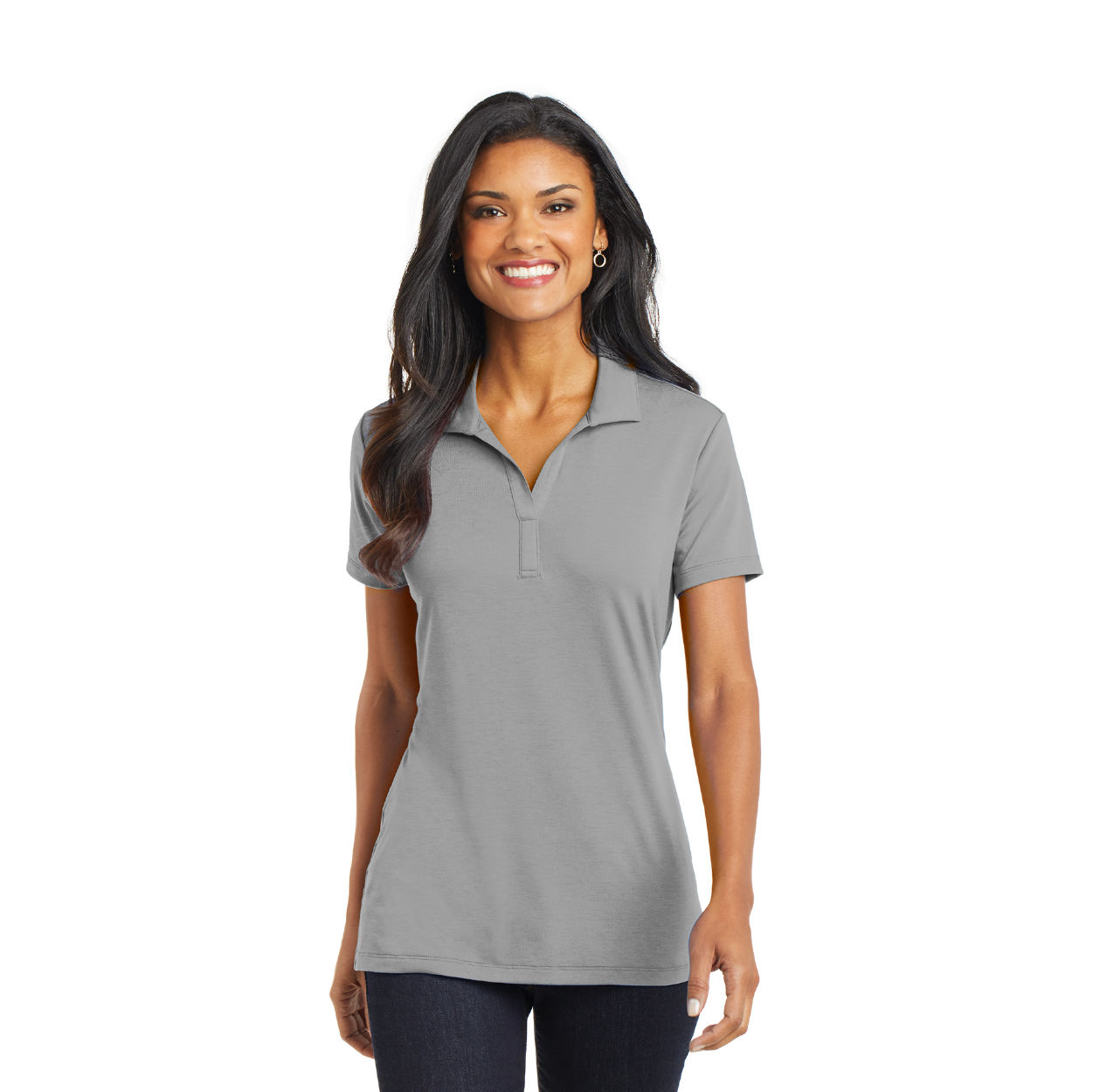 Port Authority Women's Cotton Touch Performance Embroidered Polo - Frost Grey