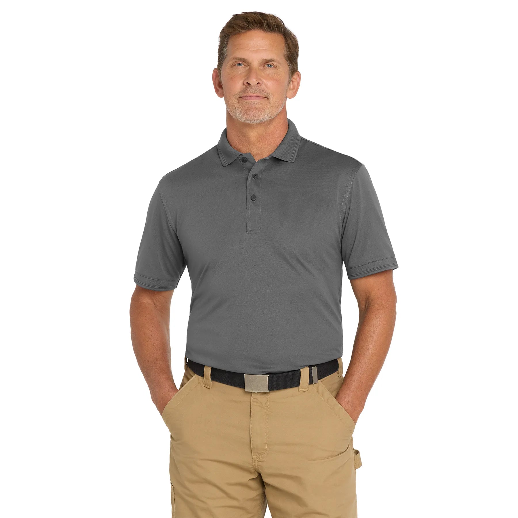 CornerStone Industrial Snag-Proof Pique Embroidered Polo - Light Grey