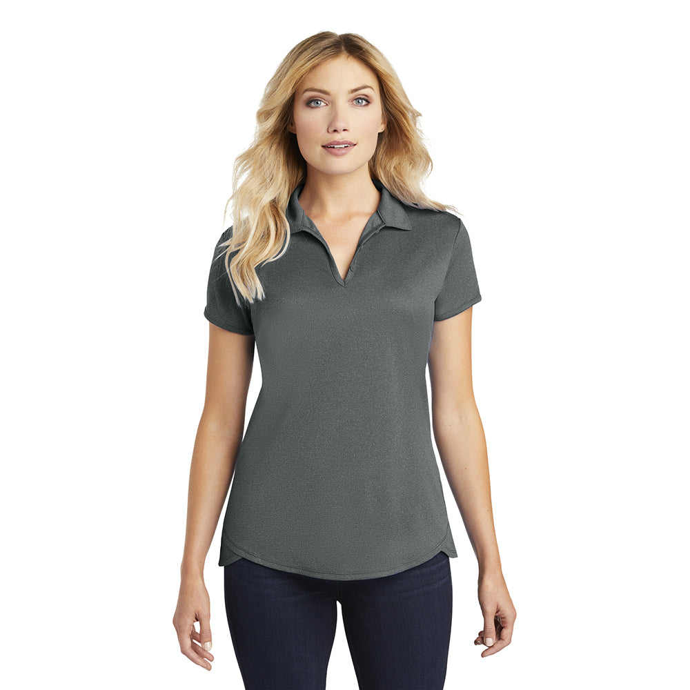 Port Authority Women's Trace Heather Embroidered Polo - True Navy Blue Heather