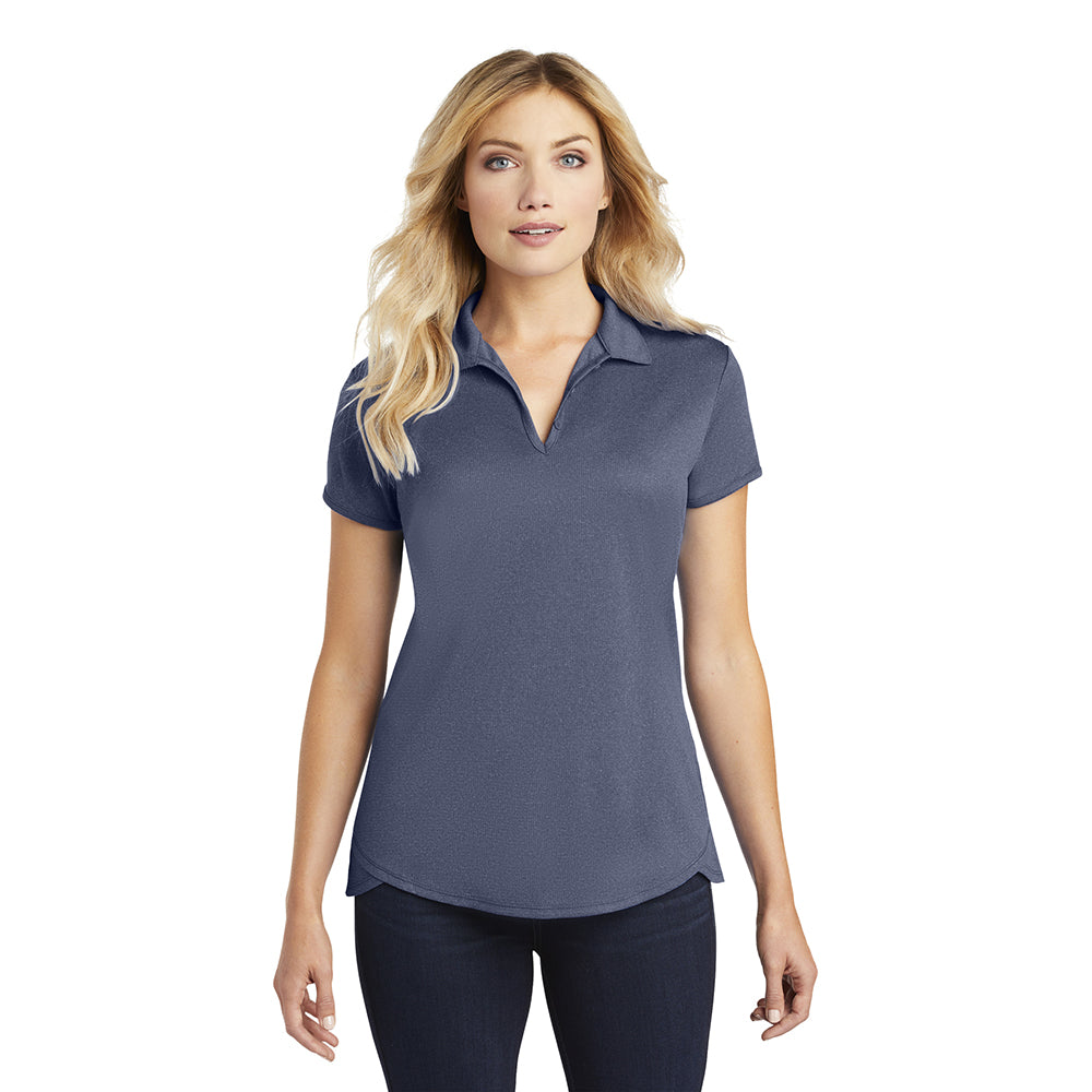 Port Authority Women's Trace Heather Embroidered Polo - True Royal Blue Heather