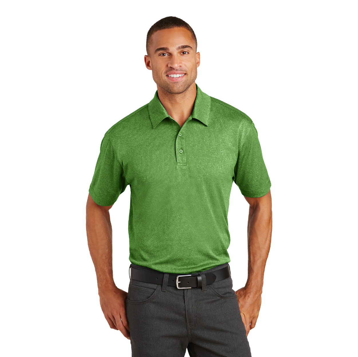 Port Authority Trace Heather Embroidered Polo - True Royal Heather