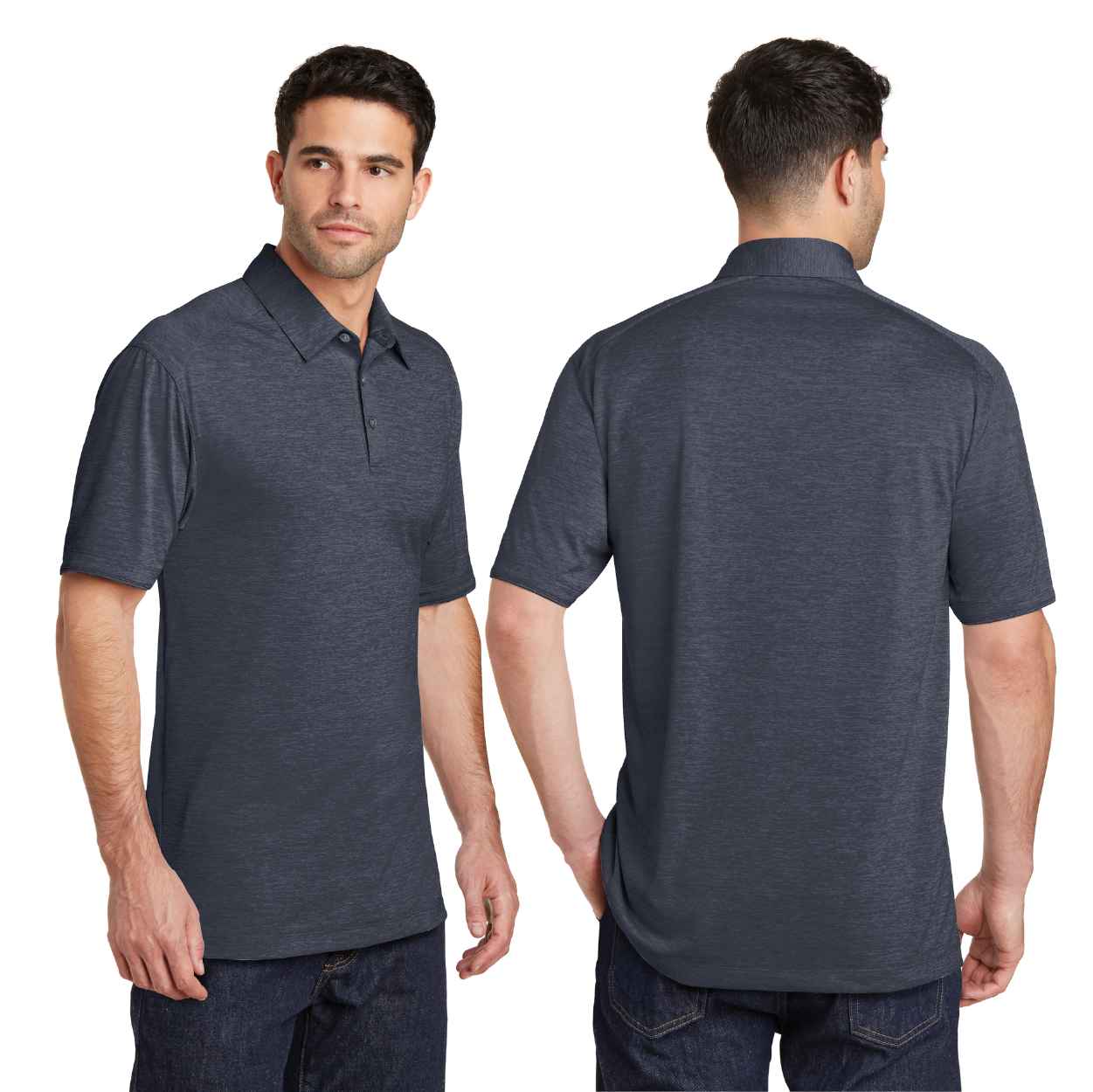 Port Authority Digi Heather Performance Embroidered Polo - Dress Blue Navy
