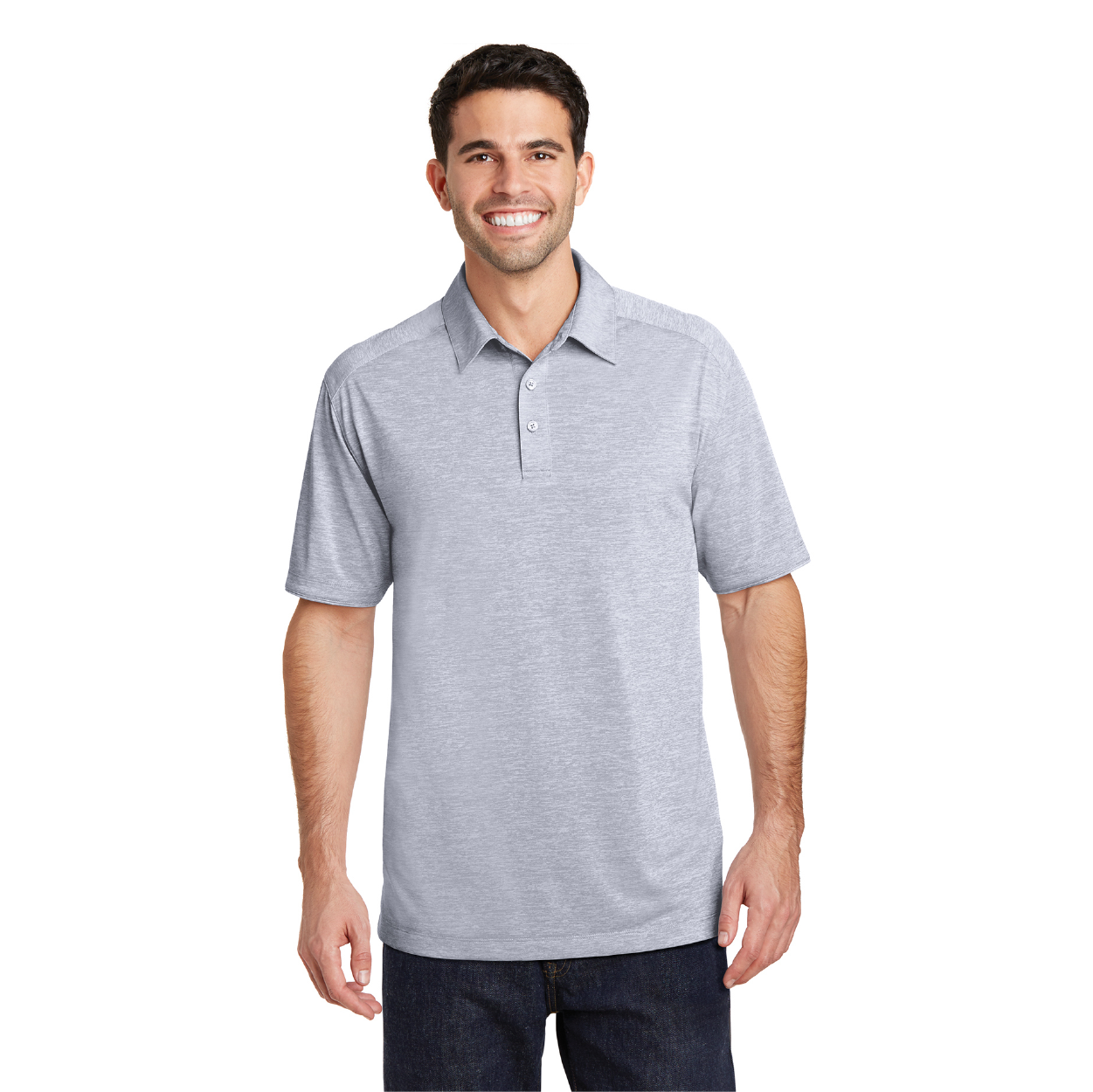 Port Authority Digi Heather Performance Embroidered Polo - Light Grey