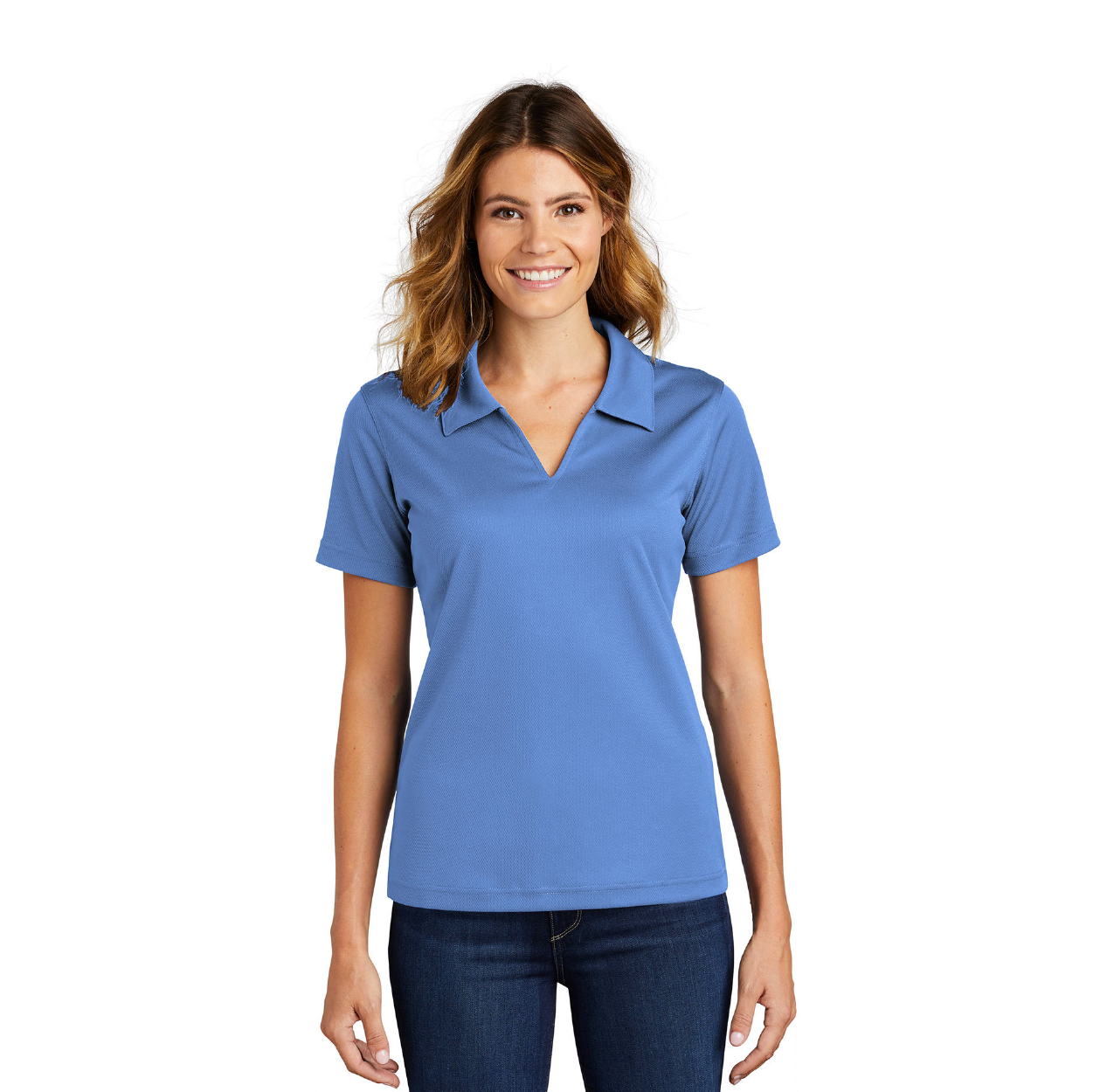 Sport-Tek Women's Dri-Mesh V-Neck Embroidered Polo - Maroon Red