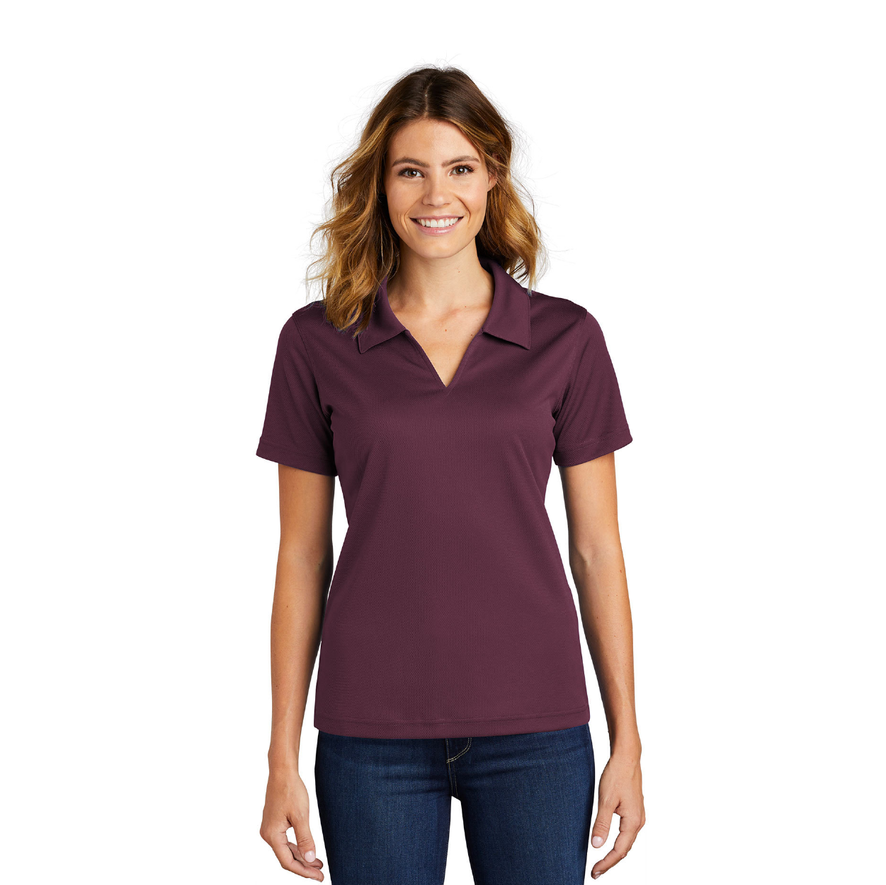 Sport-Tek Women's Dri-Mesh V-Neck Embroidered Polo - Purple