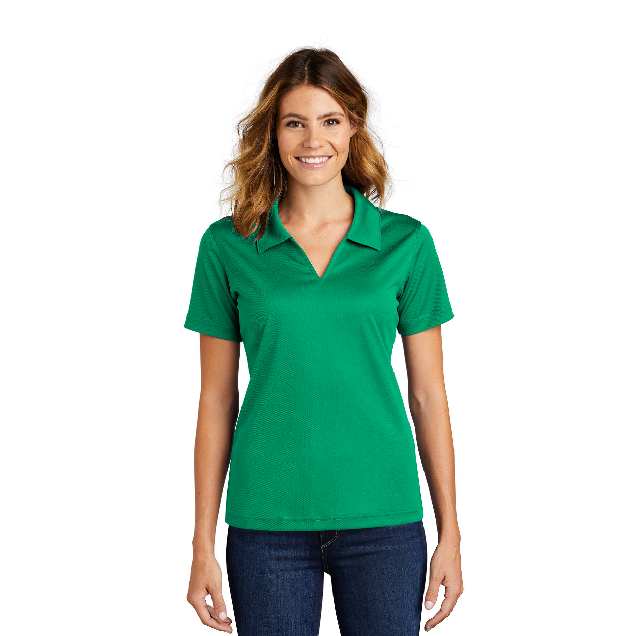 Sport-Tek Women's Dri-Mesh V-Neck Embroidered Polo - Steel Grey